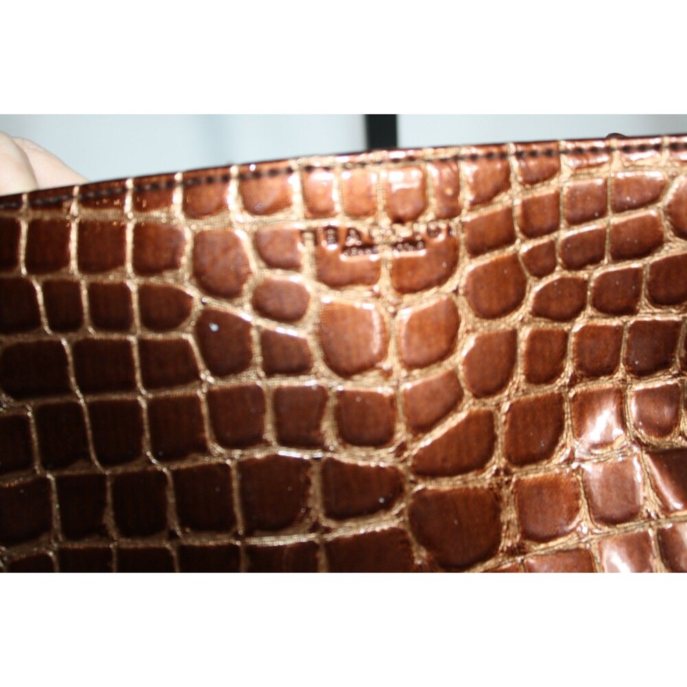 Kenneth Cole Reaction Brown/Copper Faux Alligator Print Clutch Shoulder purse - Picture 11 of 16